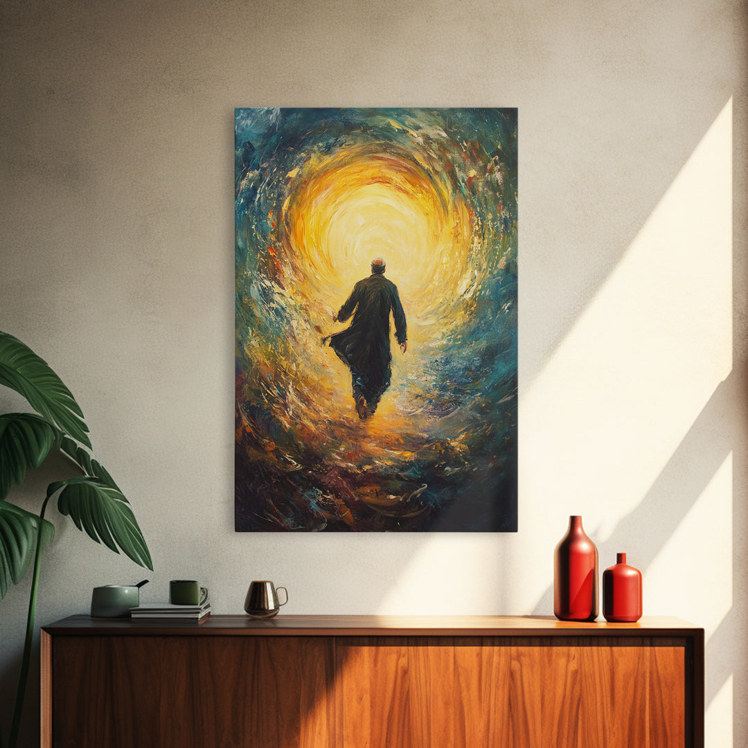 Bahai Wall Art Framed Canvas Print, Retro Abstract Wall Art