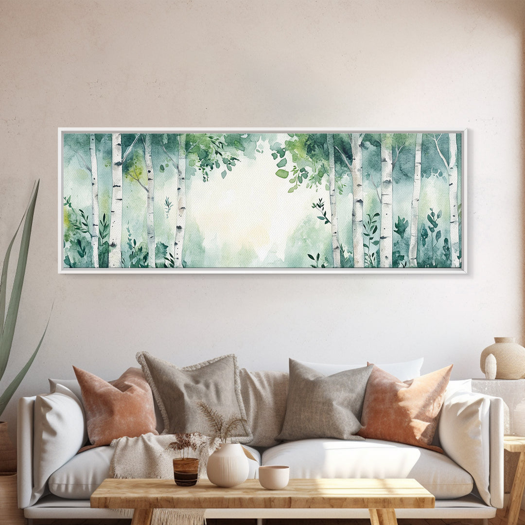 Aspen Trees Oil Painting Canvas Print, Autumn Aspens Print, Muted White Tree Wall Art Country Farmhouse Wall Art Birch Tree Art
