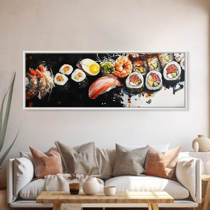 Abstract Food Painting Print, Painting of Sushi, Kitchen Decor, Kitchen Wall Art, Kitsch Dining Room Art, Eclectic Home Decor