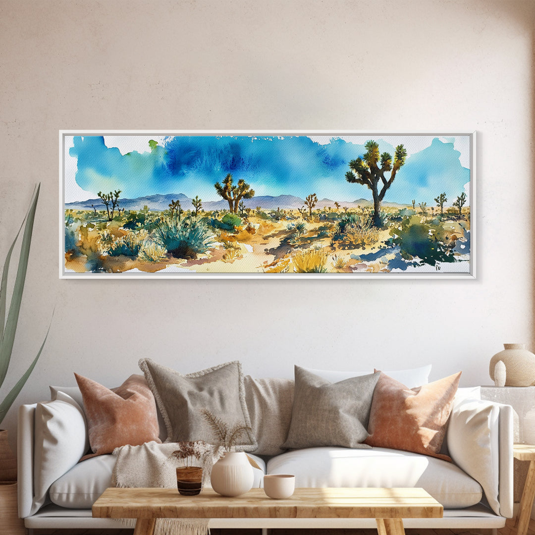 Canvas Print Panoramic Landscape Painting of Joshua Tree California Canvas Print, Joshua Tree Art, California Wall Art, Minimalist Desert Art