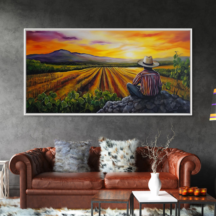 Chicano Wall Art - Mexicano Ranchero Oil Painting Print - Framed Canvas Print - Mexican Culture Art - Wood Framed Wall Art - Chicano Decor