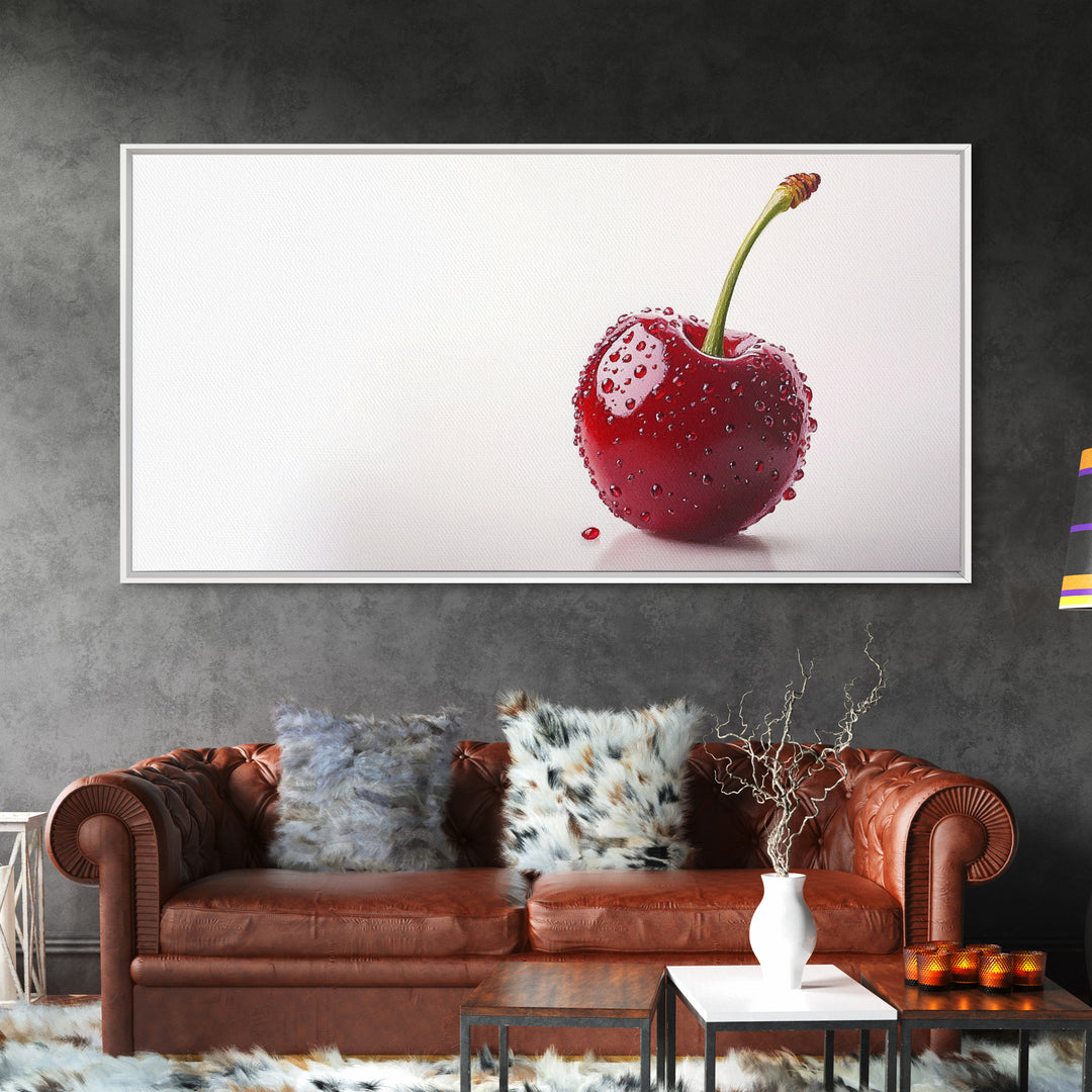 Cherry Wall Art Canvas Print, Cherry Photography Style Art, Cherry Photo Art, Kitchen Art, Kitchen Painting, Modern Art For Kitchen