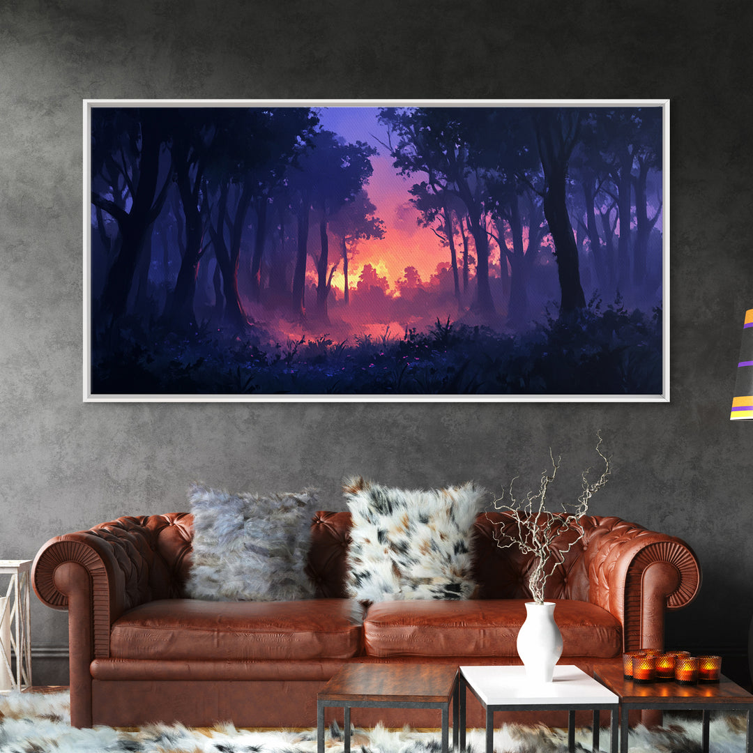 Dark Fantasy Forest Wall Art, Framed Canvas Print, Landscape Painting Print, Moody Home Decor, Landscape Wall Art, Living Room Decor