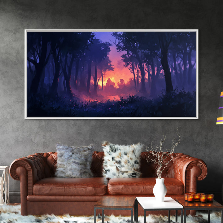 Dark Fantasy Forest Wall Art, Framed Canvas Print, Landscape Painting Print, Moody Home Decor, Landscape Wall Art, Living Room Decor