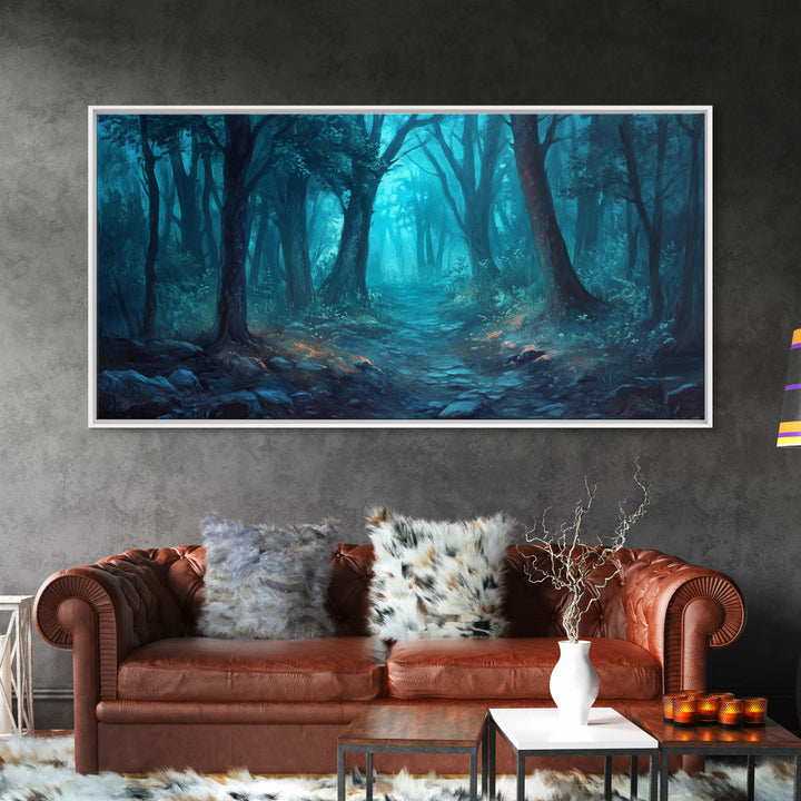 Dark Fantasy Forest Landscape Painting Canvas Print | Extra Large Living Room Wall Art | Horizontal Wall Art | Living Room Wall Art