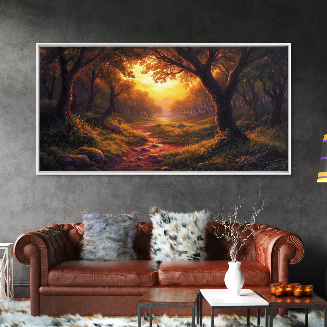Cute Fantasy Wall Art, Framed Canvas Print, Fantasy Landscape Painting Print, Fairy Art, Fairy Landscape Wall Art Decor
