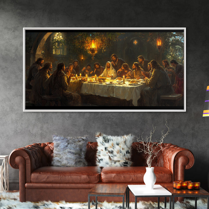 The Last Supper - Framed Canvas Print - Christian Wall Art - Chistmas Home Decor - Last Supper Oil Painting Print - Christian Home Decor