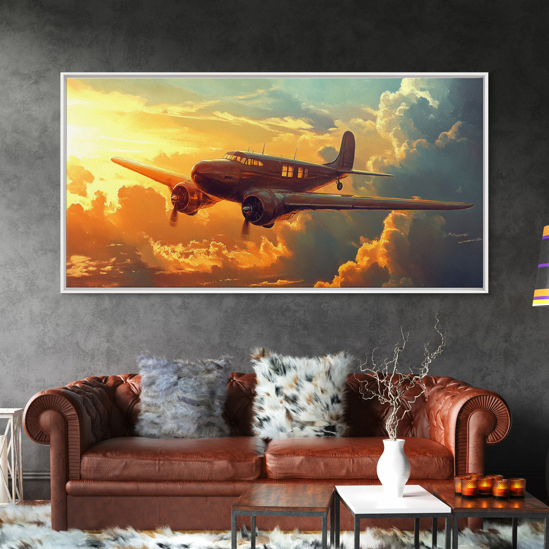 Airplane Wall Art Framed Canvas Print, Man Cave Wall Art, Office Decor, Gift For Him, Dad Gift, Pilot Gift, Retirement Gift Idea