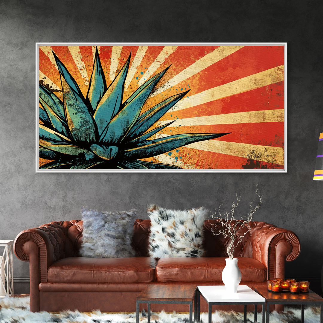 Blue Agave Pop Art Framed Canvas Print | Bar Decor | Bar Wall Art | Ready To Hang Wall Art | Home Decor | Office Decor | Agave Painting