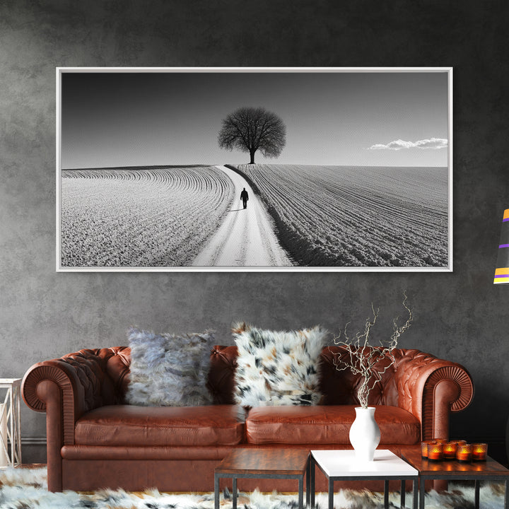 Black and White Photography Style Print - Framed Canvas Print - Subdued Home Decor - Ready to Hang Wall Art - Centerpiece Wall Art