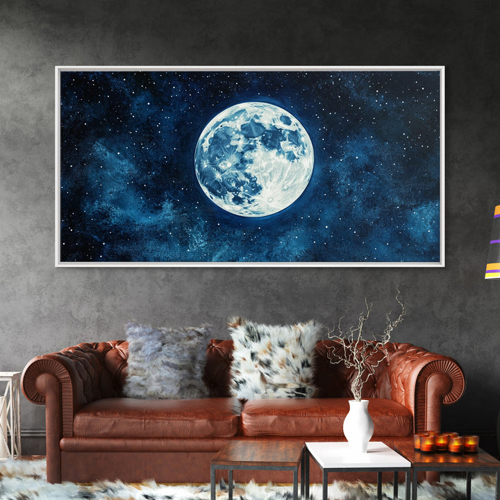 Abstract Oil Painting Print Of The Full Moon - Framed Canvas Print - Ready To Hang - Full Moon Art - Witchy Decor - Full Moon Painting