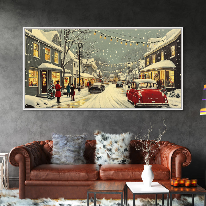 Christmas Village Painting Print Ready To Hang Wall Art, Canvas Print, Christmas Wall Art, Christmas Mantle Decor, Christmas Gift Idea