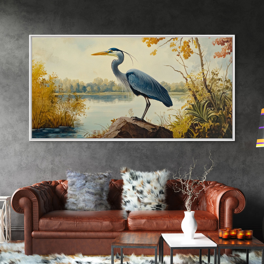 Blue Heron Painting Print | Florida Home Decor | Bird Painting | Nautical Art | Nautical Painting | Lake House Wall Art | Blue Heron Art