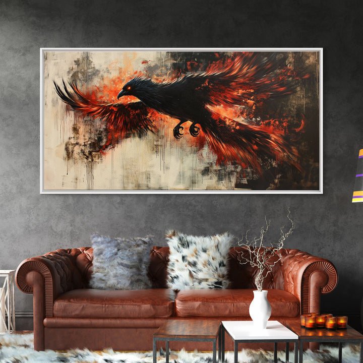 Black Phoenix Graffiti Art - Framed Canvas Print - Phoenix Painting - Phoenix Art - Phoenix Decor - Metal Phoenix Wall Art