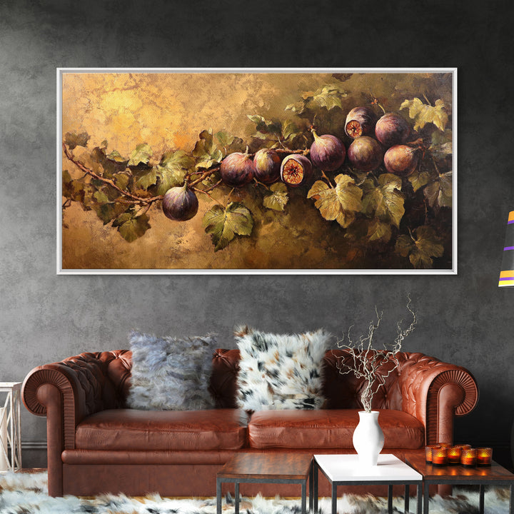 Abstract Still Life Oil Painting Print of Figs, Victorian Kithen Wall Art, Minimalist Home Decor, Muted Kitchen Art, Subdued Still Life Painting