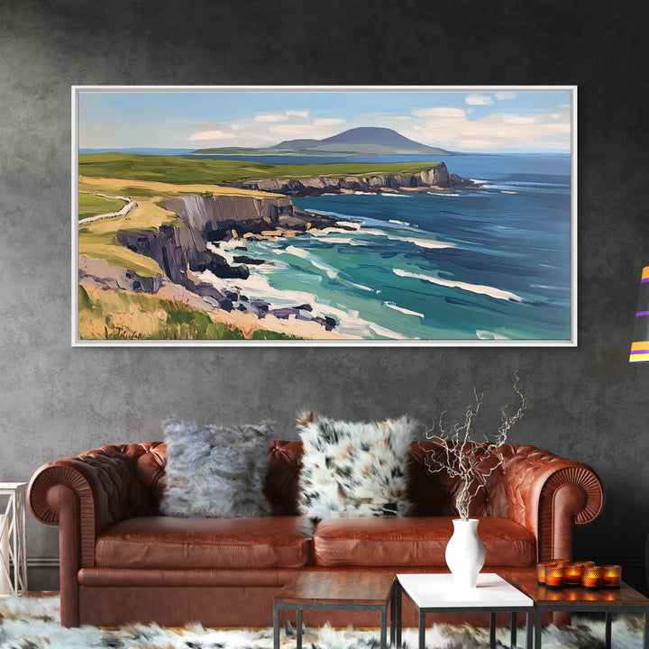 Abstract Ireland Landscape Painting Print | Cliffs of Moher | Ready To Hang | Framed or Unframed Landscape Painting | Original Wall Art