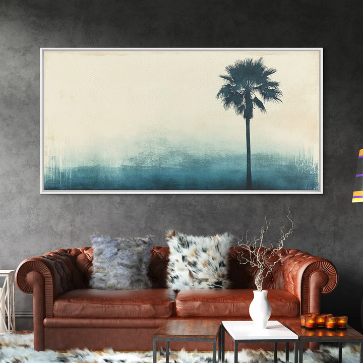 Abstract Palm Tree Nautical Oil Painting Canvas Print Ready To Hang