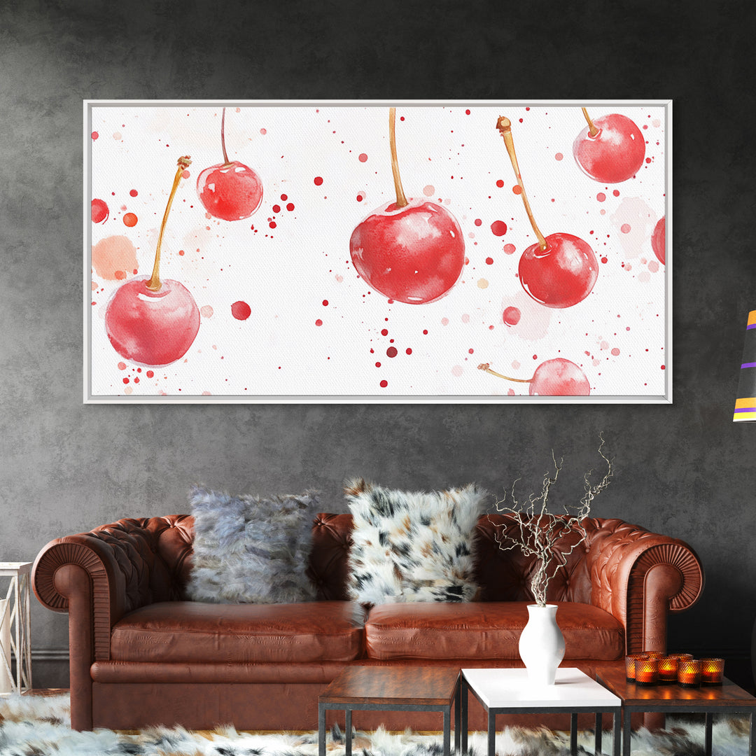 Cherry Painting Canvas Print - Kitchen Wall Art - Kitchen Decor - Cherry Wall Art - Kitsch Decor - Eclectic Home Decor