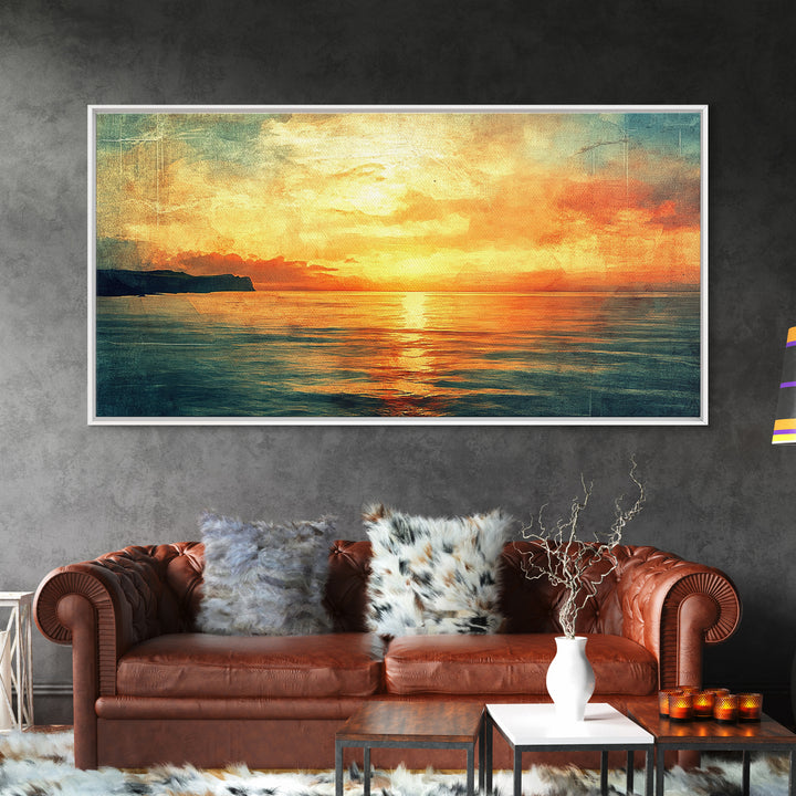 Nautical Landscape Canvas Print, Ocean Art, Wood Framed Canvas, Ocean Home Decor, Seascape Painting, Nautical Nursery Decor