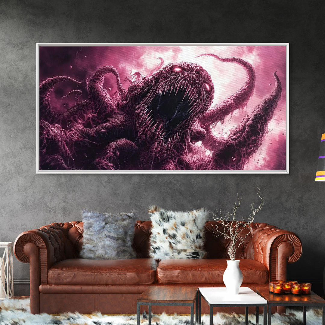 Cosmic Horror Wall Art Framed Canvas Print, Halloween Decor
