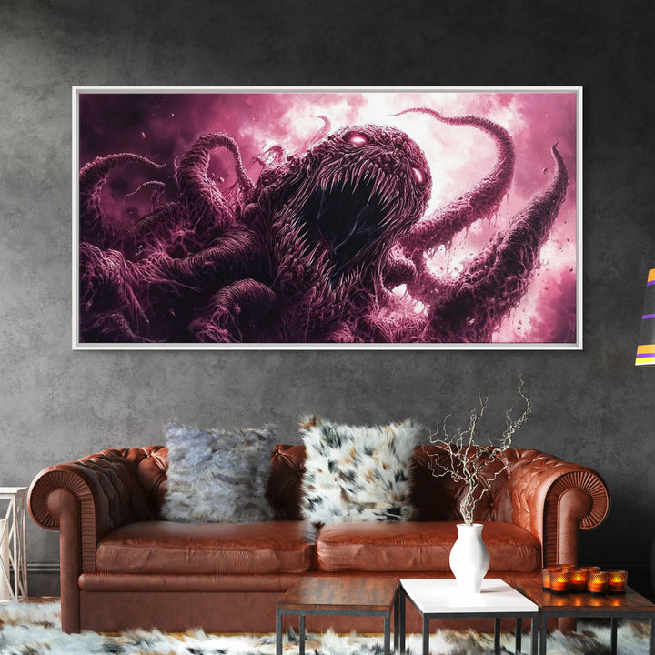 Cosmic Horror Wall Art Framed Canvas Print, Halloween Decor