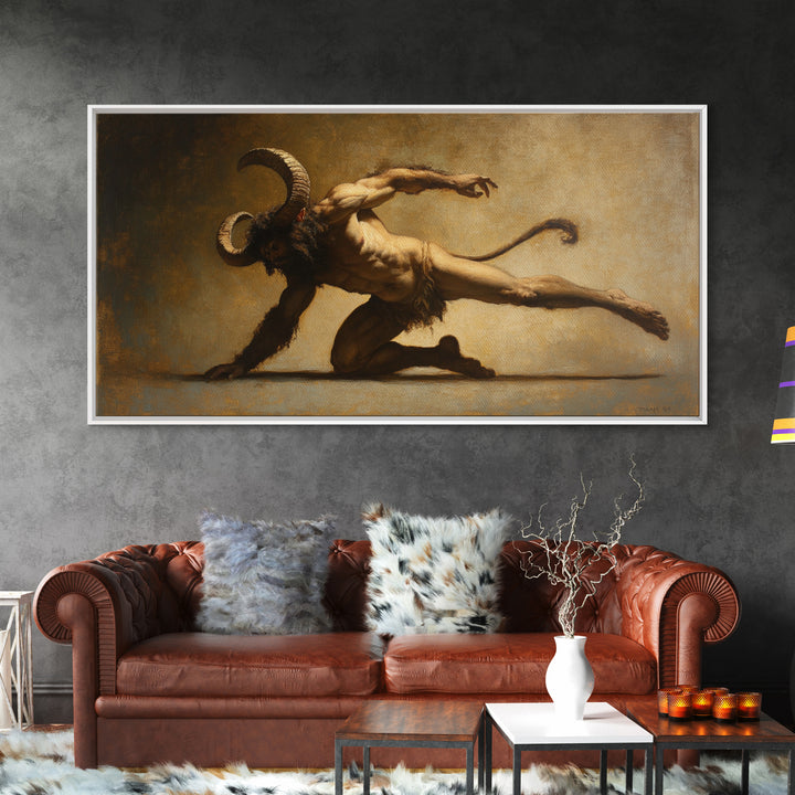 Canvas Print of Satyr, Victorian Gothic Wall Art, Satyr Painting Original, Satyr Oil Painting, Goth Decor, Spooky Wall Art