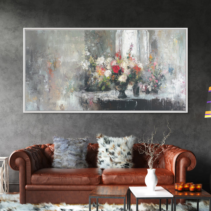 Canvas Print Oil Painting Still Life of Flowers, Wood Framed Art, Whimsical Home Decor, Floral Oil Painting, Flower Painting, Still Life Art
