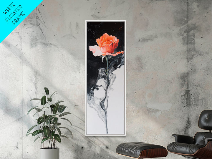 Rose Painting Framed Canvas Print, Dark Romance Painting, Botanical Prints, Tall Narrow Art Bedroom Decor, Gift Idea Christmas