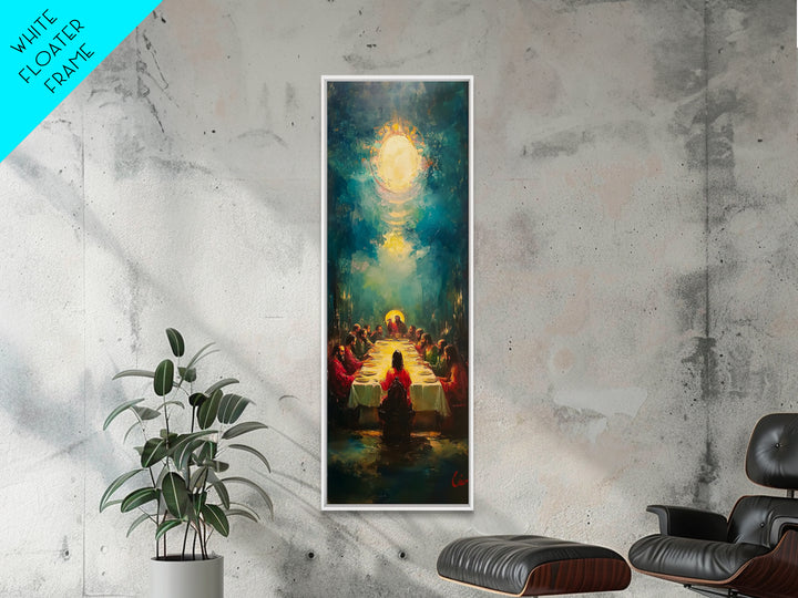 Last Supper Wall Art Framed Canvas Print Vibrant Christ Apostles Painting, Christian Art, Dark Religious Decor, Unique Holiday Gift, Spiritual Canvas