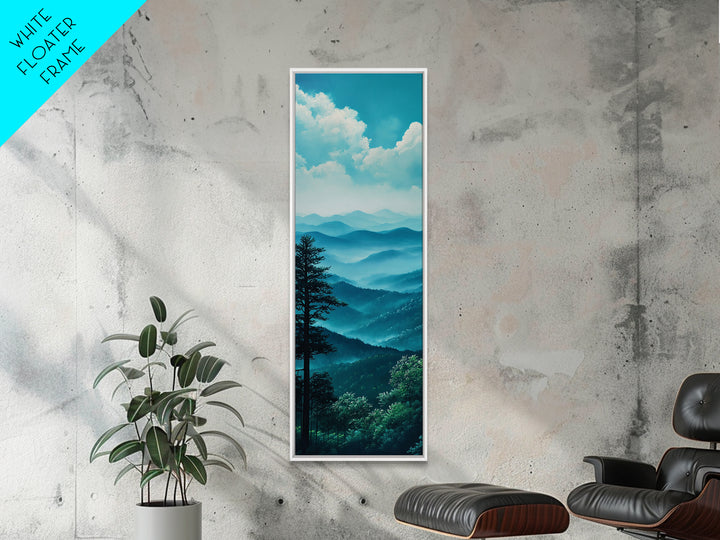 Bright Morning Mountains Framed Canvas Print Serene Nature Landscape Art, Blue and Green Wall Art, Smoky Mountain Art, Living Room Decor, Above Sofa Art