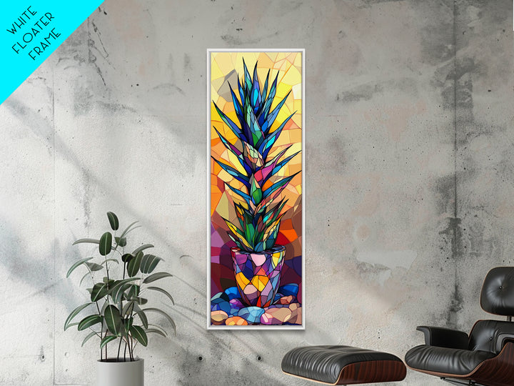 Stained Glass Style Agave Canvas Print Mosaic Wall Art Colorful Botanical Prints Modern Decor Unique Kitchen Wall Art