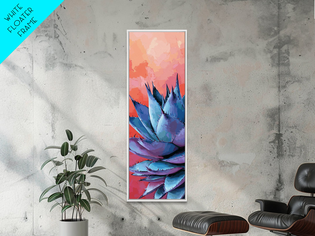 Blue Agave at Sunset Canvas Print Pink Orange Wall Art Coastal Decor Desert Botanical Prints Boho Art Bedroom Decor