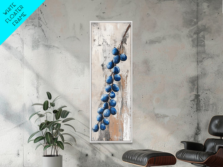 Framed Canvas Print Blueberries Still Life Painting Rustic Wall Art Botanical Prints Food Review Kitchen Art