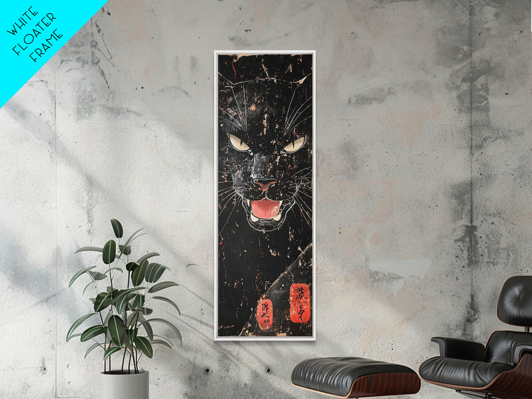 Canvas Print of Fierce Panther with Intense Stare, Dark Romance Painting, Gothic Home Decor, Chicano Art, Edgy Wall Art, Wild Spirit