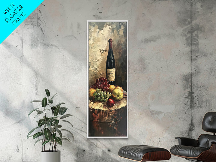 Retro Wine Cellar Wall Art, Long Narrow Wall Art, Tall Skinny Art, Wine Oil Painting Still Life, Tall Narrow Wall Art, Tall Skinny Home Decor
