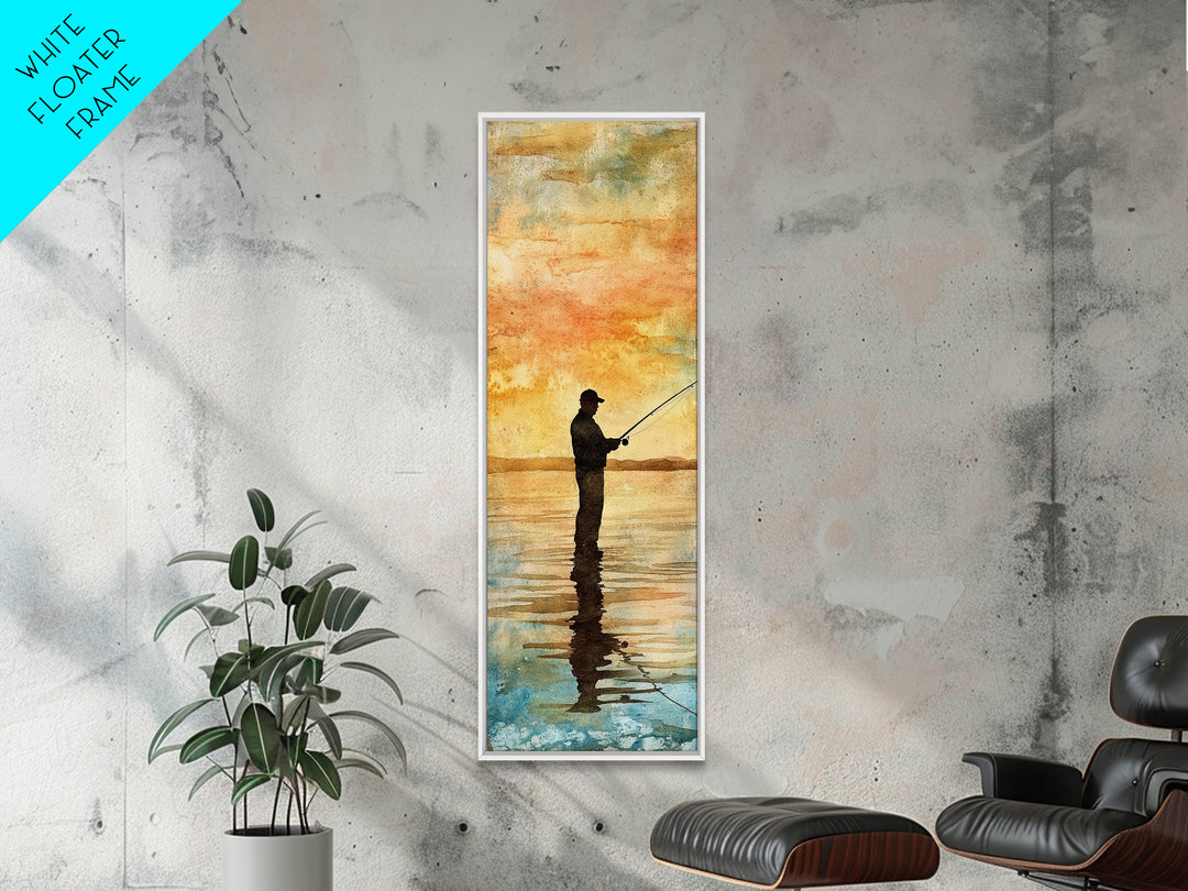 Framed Canvas Print Fishing Silhouette Art Above Sofa Art Southwest Wall Art Gift Idea Living Room Art Nature Lover's Unique Home Decor