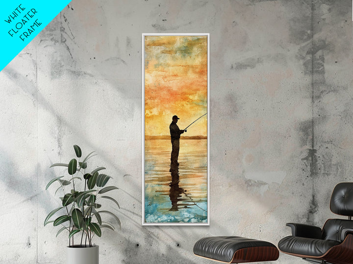 Framed Canvas Print Fishing Silhouette Art Above Sofa Art Southwest Wall Art Gift Idea Living Room Art Nature Lover's Unique Home Decor