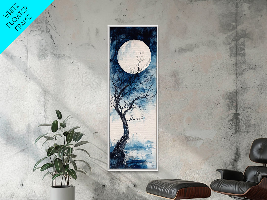 Canvas Print Full Moon with Tree Art, Dark Romance Rustic Wall Decor, Unique Above Couch Art, Moody Bedroom Decor Gift Idea