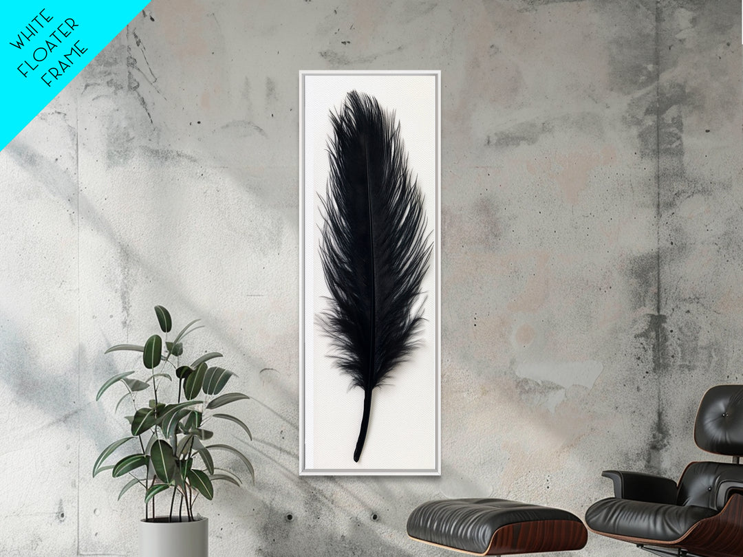 Abstract Black Feather Painting Print, Tall Skinny Art, Retro Home Decor, Abstract Art, Narrow Tall Wall Art, Feather Art, Farmhouse Art