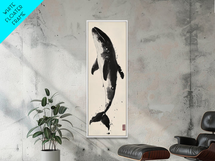 Majestic Humpback Whale in Striking Monochrome Ink Style – Sophisticated Canvas Print for Marine Life Enthusiasts and Nautical Wall Decor