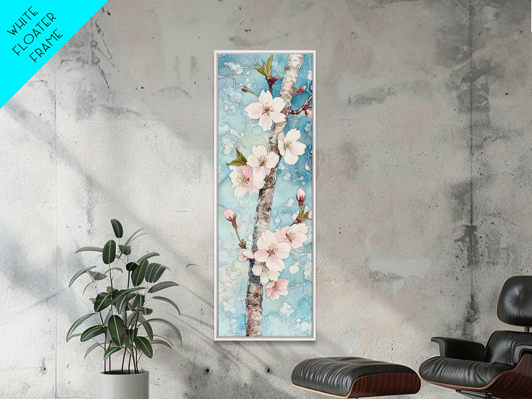 Blossoming Sakura Tree Branch Artwork - Framed Canvas Print for Japanese Wall Art, Cherry Blossom Decor, Pink Floral Art, Botanical Wall Print