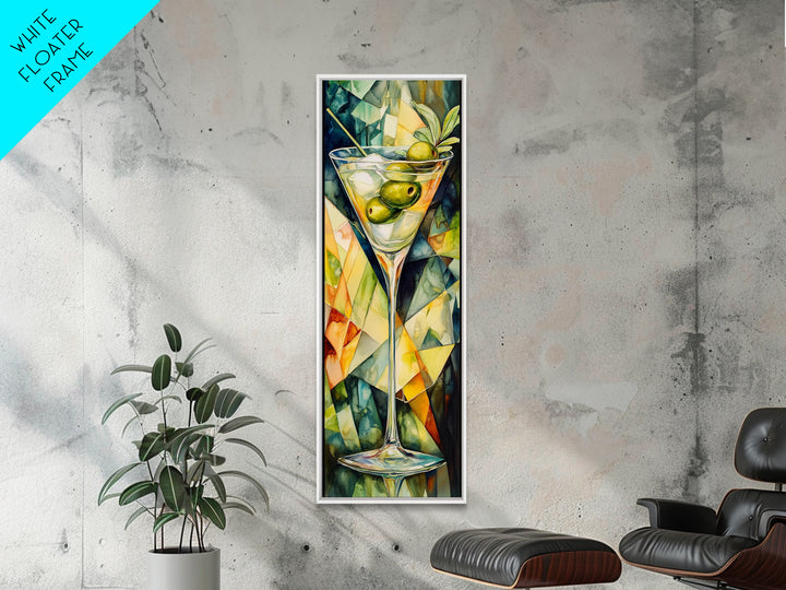 Vibrant Geometric Martini Glass, Abstract Cocktail Art, Mosaic Wall Art Canvas Print, Modern Bar Decor, Martini Wall Art