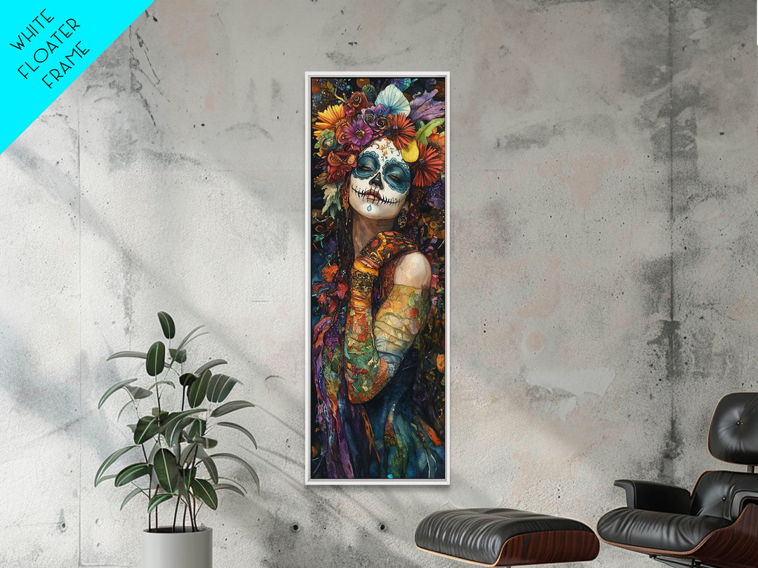 Chicano Art, Day Of The Dead Wall Art Print, Canvas Print, Mexicano Wall Art, Tall Skinny Narrow Wall Art, Mexican Art