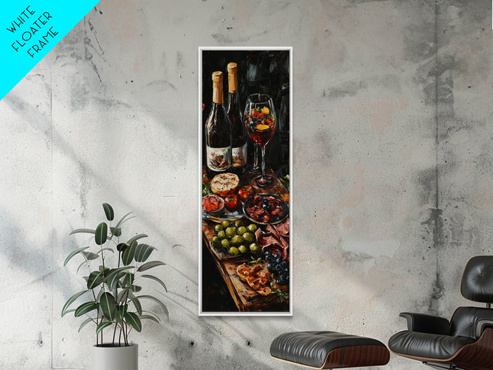 Still Life Oil Painting Print of Wine and Fruits - Kitchen Wall Art - Kitchen Decor - Kitchen Accent Piece - Oil Painting - Narrow Wall Art - Tall Skinny Art