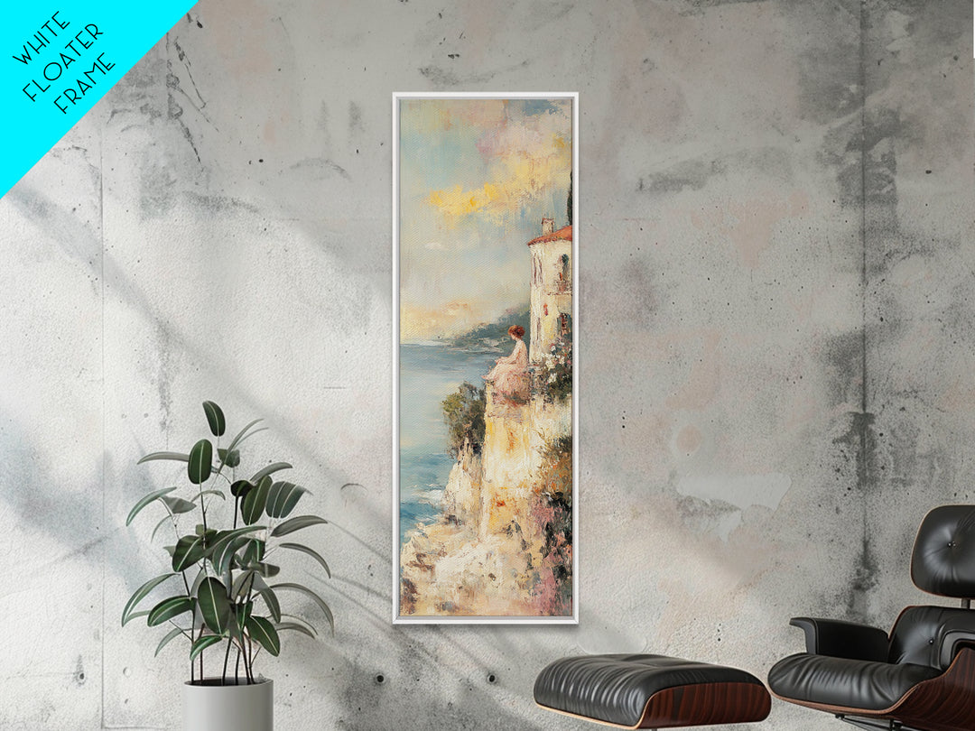 Abstract Oil Painting Print Of a Woman Overlooking the Coast, Victorian Oil Painting, Nautical Seascape Painting, Wall Decor for Girls