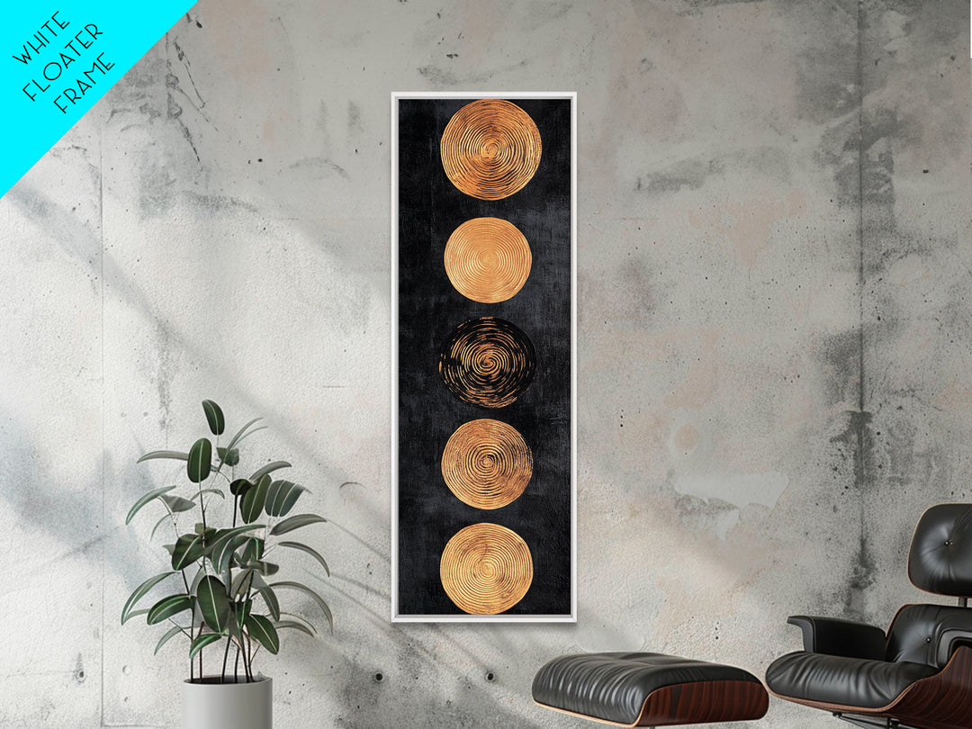 Canvas Print of Gold and Black Sacred Geometry Art, Moroccan Wall Art, Mosaic Style Decor, Tall Narrow Art, Skinny Wall Art, Living Room Art