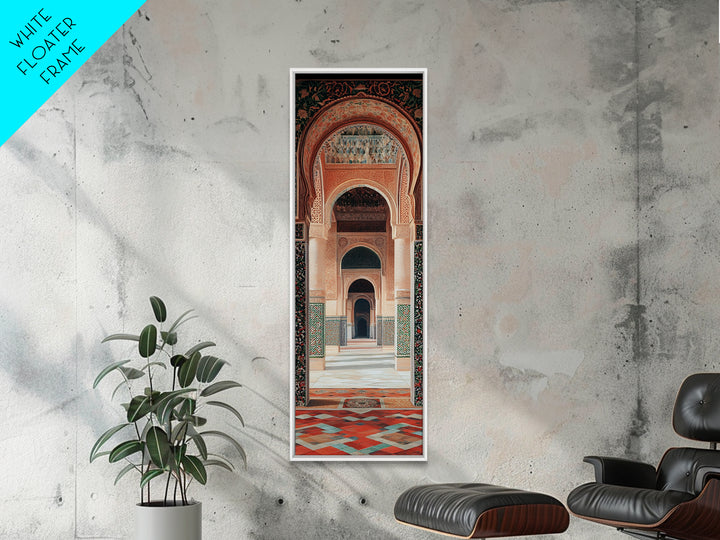 Canvas Print of Moroccan Architecture Art with Mosaic Tiles, Vintage Wall Art, Rustic Decor, Tall Skinny Art, Above Sofa Art, Guest Room Art