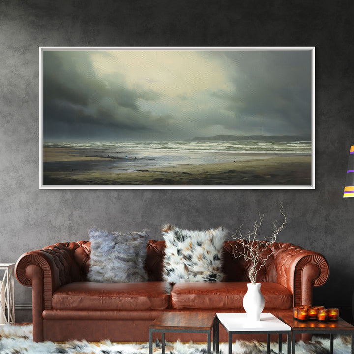 Moody Muted Landscape Oil Painting Canvas Print Wall Art, Nature Framed Large Gallery Art, Minimalist Art, Ready To Hang, Moody and Drab Art