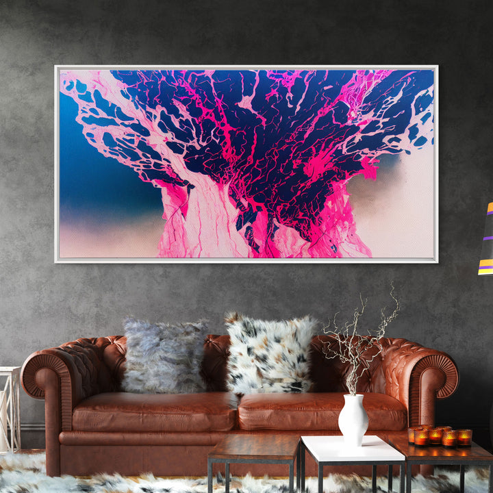 Neon Pink Explosion, Trippy Psychedelic Art, Ready To Hang Canvas Print, Framed Canvas Wall Art