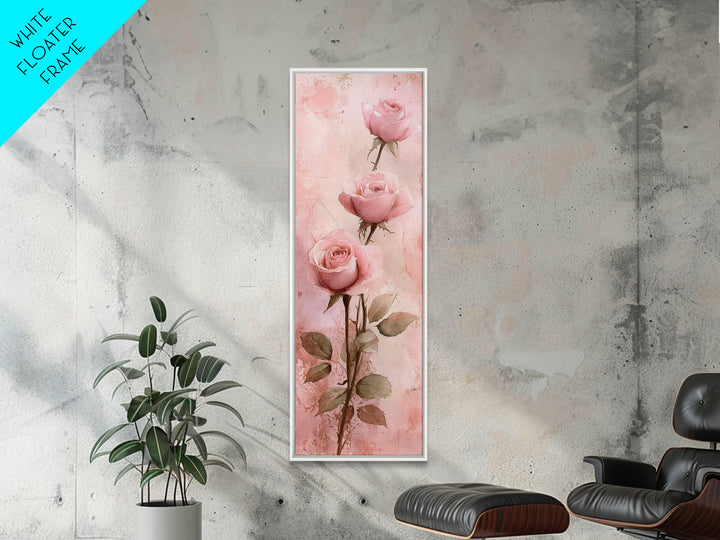Rose Painting Framed Canvas Print Light Pink Wall Art Botanical Prints Above Sofa Art Living Room Art Rustic Wall Art Gift Idea